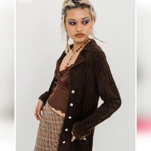 UNIF Couch Brown Cardigan Sweater Bean Grunge 90s Cobain Indie Sleeze Shoegaze